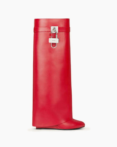 Women’s Midnight Padlock Wedge Red Boots