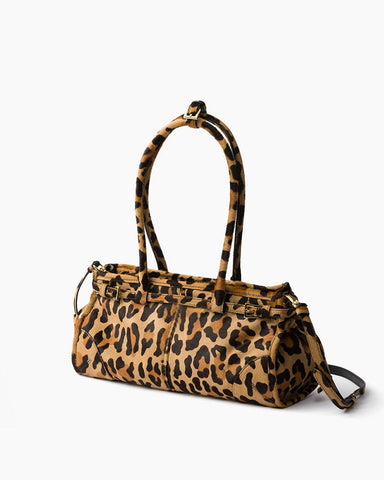 (Pre-sale)Medium Leopard Print Calf Hair Bag with Buckle Detail