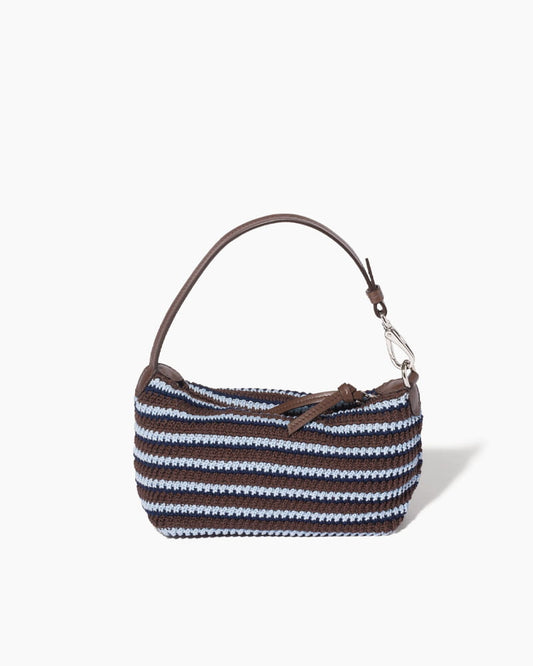 Summer Color-Stripe Crochet Top-Handle Bag