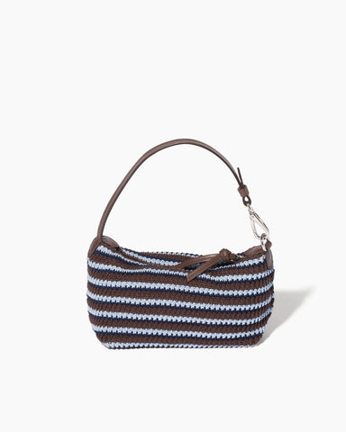 Summer Color-Stripe Crochet Top-Handle Bag