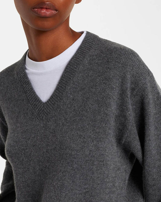Layered Grey Cashmere Sweater for Modern Ivy League Aesthetics