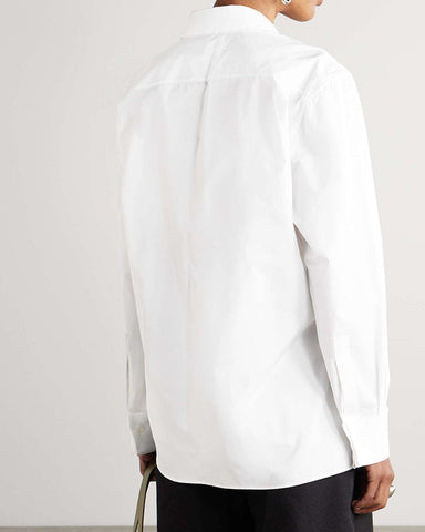 Asymmetric Cotton Poplin Shirt for Minimalist Art Gallery Openings