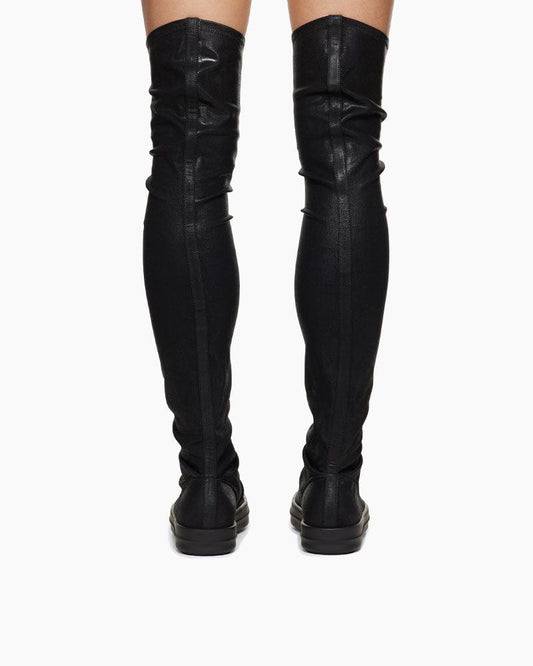 Black Hollywood High Sock Sneaks Tall Boots