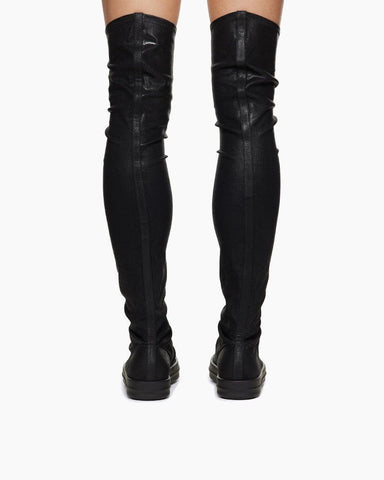 Black Hollywood High Sock Sneaks Tall Boots