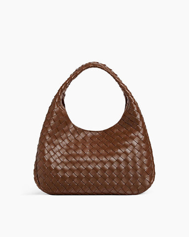 Large Intrecciato Leather Hobo Shoulder Bag