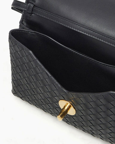 Intrecciato Leather Top Handle Bag with Knot Lock