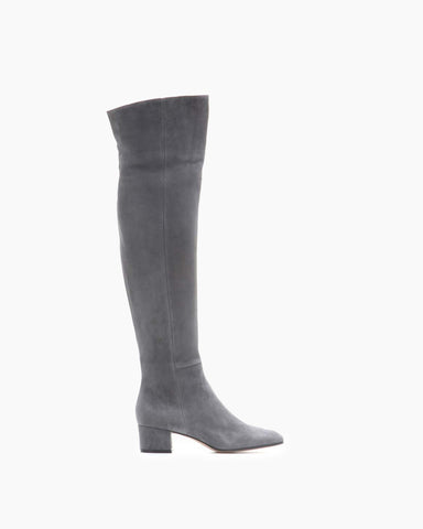 Stretch Side Zipper Over The Knee Chunky Heel Thigh High Boots