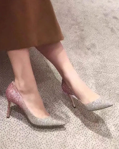 Sparkly Gradient Color Pumps Sequins 8 cm Stiletto Heels Pumps