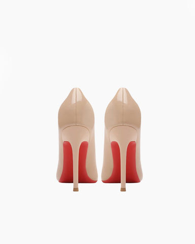 Leather Pointed Red-Sole Pumps