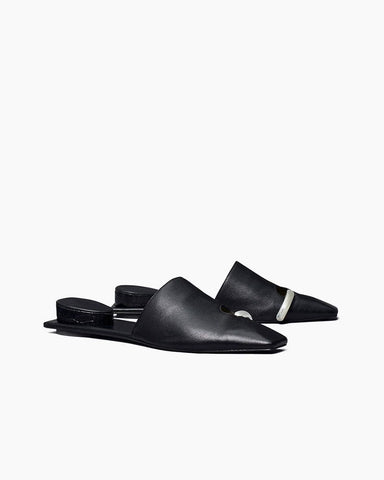 Obsidian Grace Pearl-Inlaid Open Mules