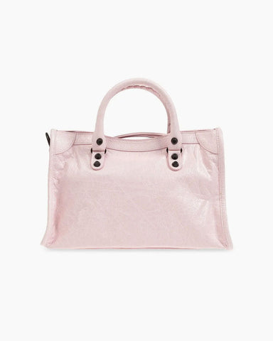 Light Pink Crinkled Leather Handbag