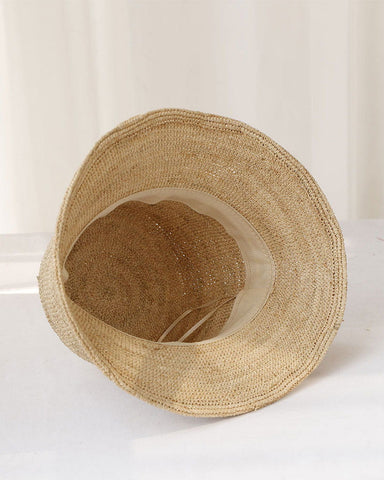 Raffia Wide Brim Bucket Hat