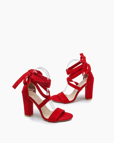 Strappy Chunky Block Ankle High Heel Sandals