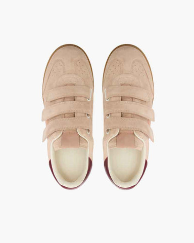 Women’s Beige Suede Leather Hook-and-Loop Sneakers