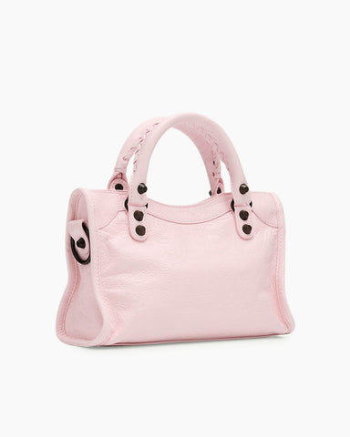 Blush Pink Studded Leather Mini Tote