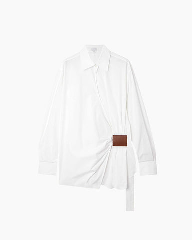 Asymmetric Cotton Poplin Shirt for Minimalist Art Gallery Openings