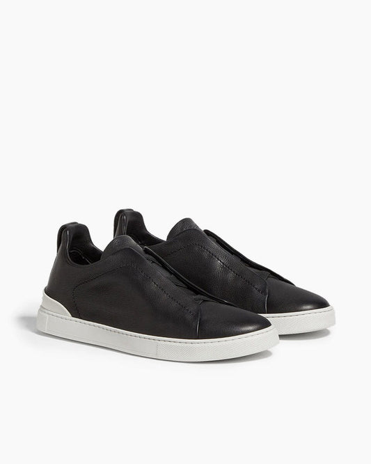 Black Leather Sneakers for First-Class Business Travel