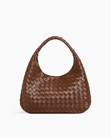 Large Intrecciato Leather Hobo Shoulder Bag