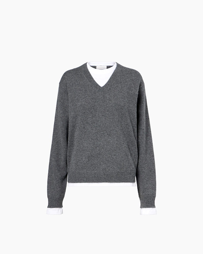 Layered Grey Cashmere Sweater for Modern Ivy League Aesthetics