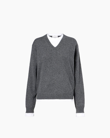 Layered Grey Cashmere Sweater for Modern Ivy League Aesthetics