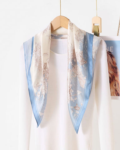 Women's Printed Mulberry Silk Square Scarf
