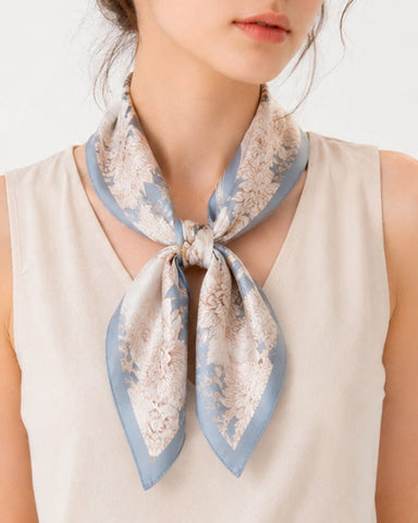 Women's Printed Mulberry Silk Square Scarf