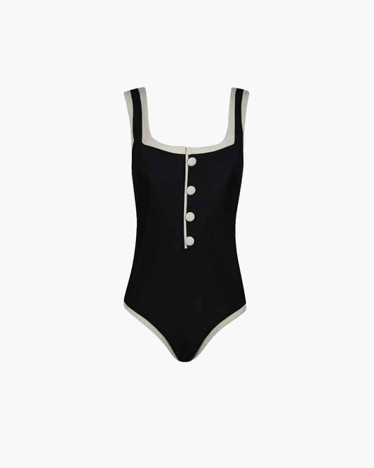 Beach & Resort Ribbed Button One-Piece Swimsuit
