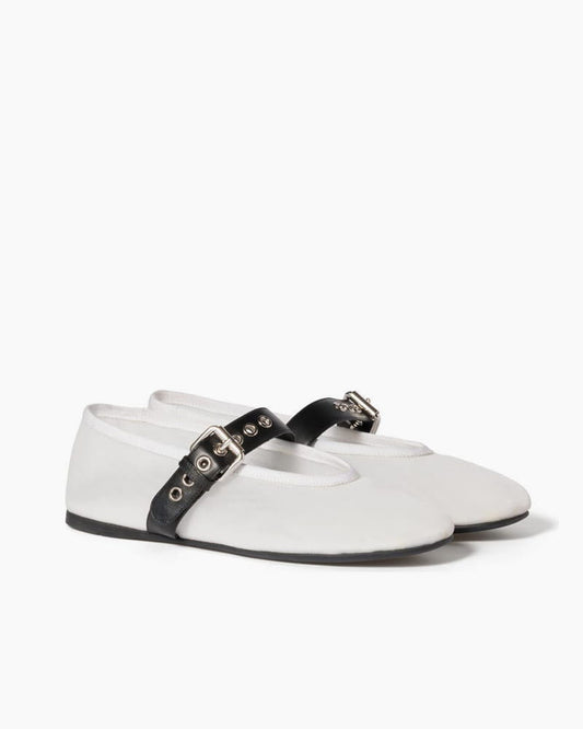 Women's Mesh Mary Jane Flats With Leather Buckle