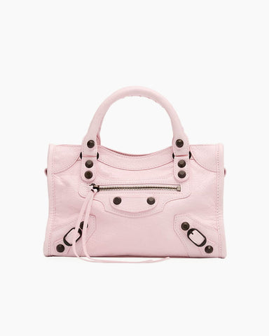 Blush Pink Studded Leather Mini Tote
