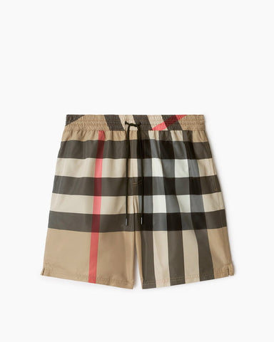 Summer Beach Drawstring Check Swim Shorts