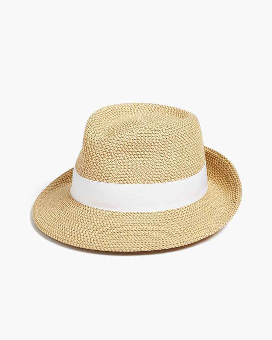 Natural Woven Straw Fedora Hat for Summer