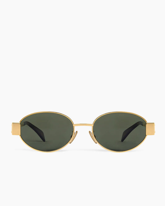 Oval Frame Sunglasses with Gold Tone Metal Detail