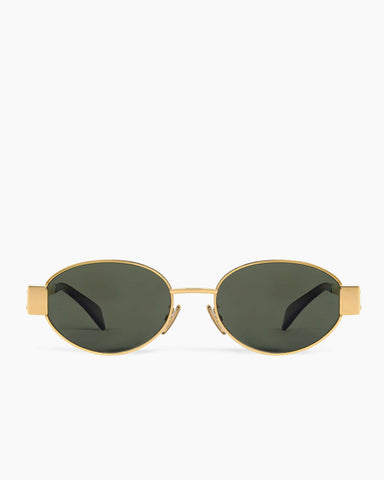 Oval Frame Sunglasses with Gold Tone Metal Detail