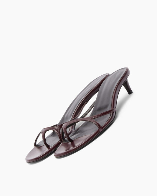 Women’s Burgundy Slim Strap Kitten Heel Sandals