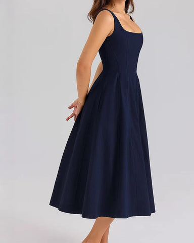 Sweet Floral Lace-back Midi Sundress