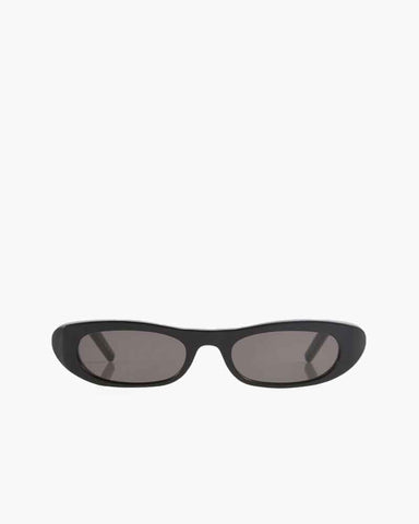 Black Narrow Oval UV400 Sunglasses