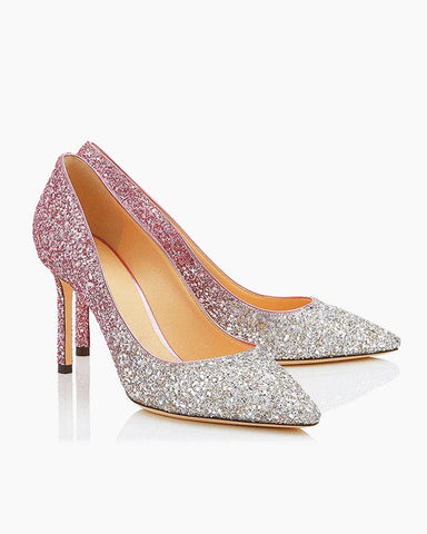Sparkly Gradient Color Pumps Sequins 8 cm Stiletto Heels Pumps