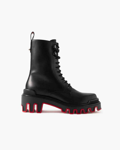 Men’s Black Leather Lug Sole Combat Boots