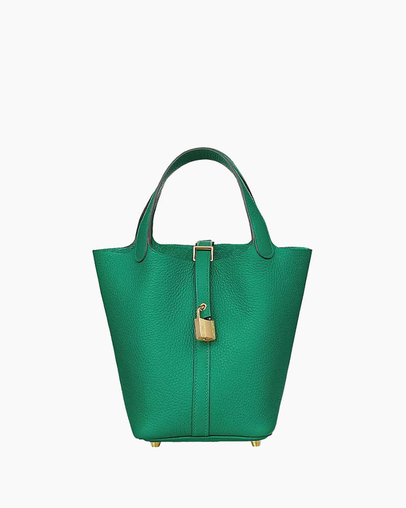 pre-salewomens-summer-resort-green-leather-bucket-bag