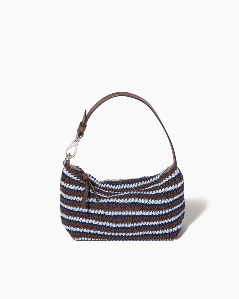 Summer Color-Stripe Crochet Top-Handle Bag