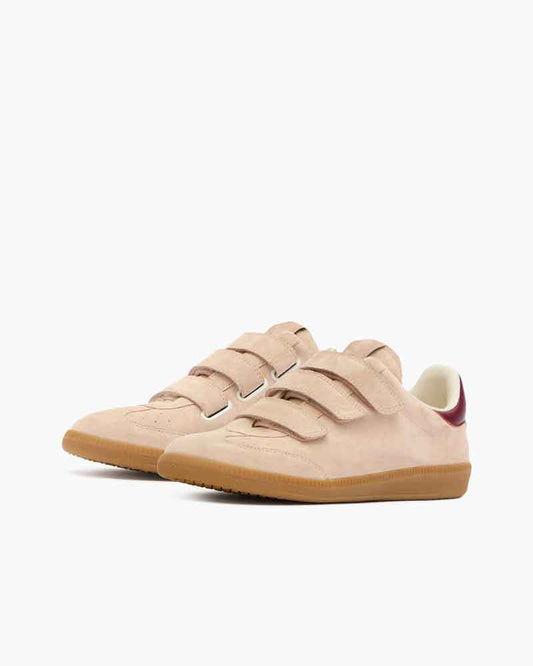 Women’s Beige Suede Leather Hook-and-Loop Sneakers