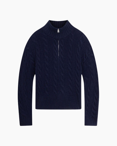 Women's Cable knit Half Zip Sweate