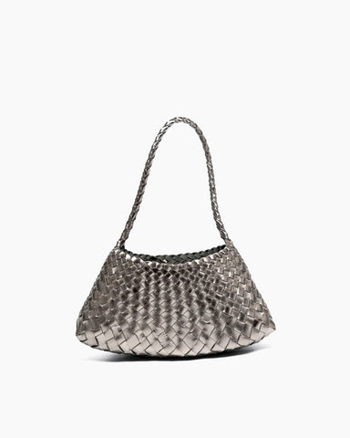 Silver Handwoven Metallic Shoulder Bag