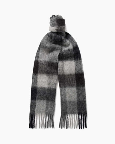 Fringed Checked Knitted Wool Scarf