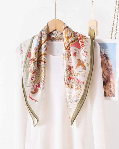Women's Printed Mulberry Silk Square Scarf