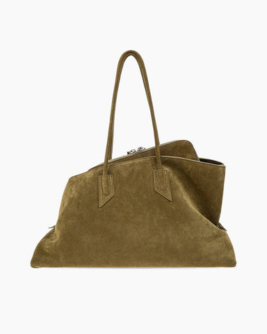 Modern Zip Closure Handbag Tubular Handles