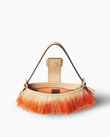 Tiered Raffia-Effect Fringe Shoulder Bag