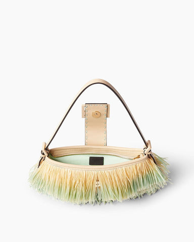 Tiered Raffia-Effect Fringe Shoulder Bag