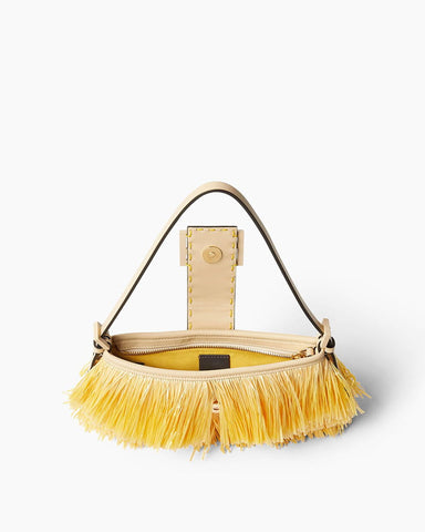 Tiered Raffia-Effect Fringe Shoulder Bag