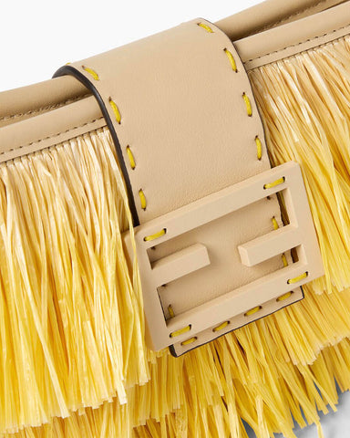 Tiered Raffia-Effect Fringe Shoulder Bag